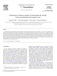 Estimation of dietary intakes of fumonisins B and B from