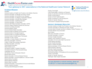Your gateway to 300+ associations in the National Healthcare