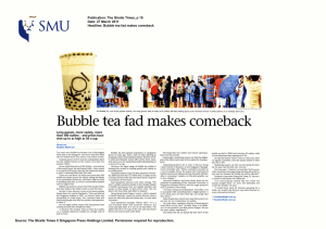 Bubble tea fad makes comeback - Singapore Management University