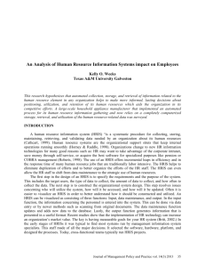 An Analysis of Human Resource Information Systems impact on