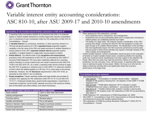 Variable interest entity accounting considerations