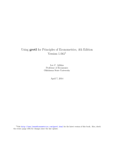 Using gretl for Principles of Econometrics, 4th Edition Version 1.0411