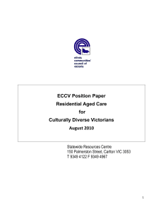 ECCV Position Paper Residential Aged Care for Culturally Diverse