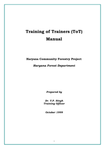 Training of Trainers (ToT) Manual
