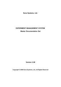 Sona Systems Manual for Researchers