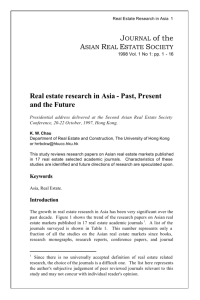 Real estate research in Asia - Past, Present and the Future