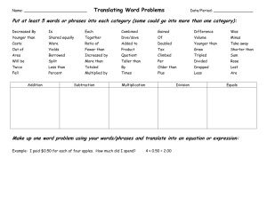 Translating Word Problems