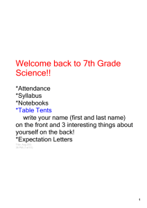 Welcome back to 7th Grade Science!!