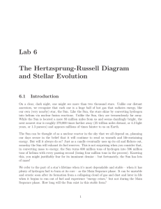 Lab 6 The Hertzsprung-Russell Diagram and Stellar Evolution