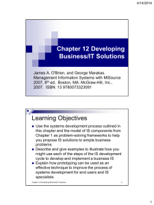 Chapter 12 Developing Business/IT Solutions Learning Objectives