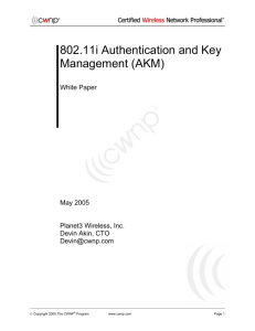 802.11i Authentication and Key Management (AKM)