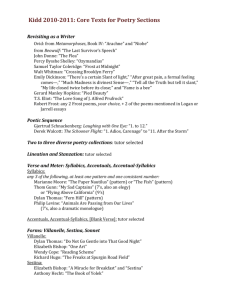 Kidd 2010-2011: Core Texts for Poetry Sections