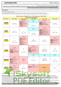 Final Exam Schedule for Fall Semester 2014/2015