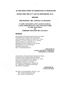 Order of the Hon'ble Karnataka High Court in Khoday India