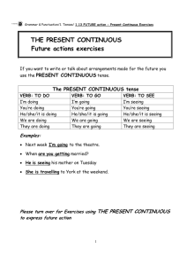 THE PRESENT CONTINUOUS Future actions