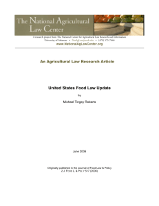 United States Food Law Update II - The National Agricultural Law