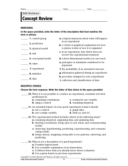 Environmental Science - Chapter 9 Worksheet