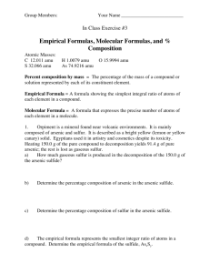 Empirical Formulas, Molecular Formulas, and % Composition