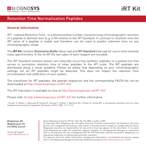 Biognosys iRT Kit_Quick Reference Card