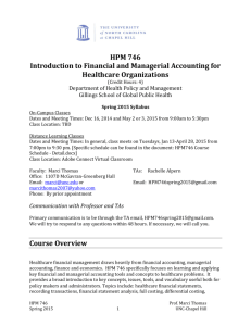 HPM 746 Introduction to Financial and Managerial Accounting for