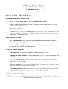 LEO: Literacy Education Online Writing Book Reviews Steps for