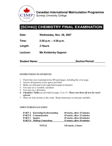 [SCH4U] CHEMISTRY FINAL EXAMINATION