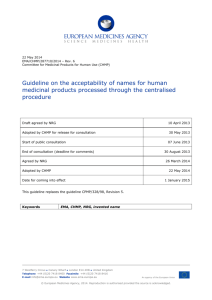 Guideline on the acceptability of names for human medicinal