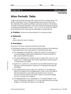 3-3 Skills Lab: Alien Periodic Table