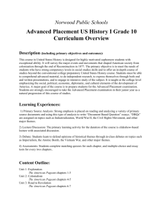 AP U.S. History I Curriculum Overview