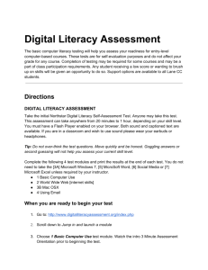 Directions for taking the Digital Literacy Assessment