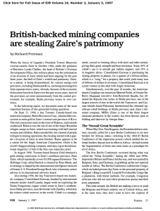 British-backed mining companies are stealing Zaire's patrimony