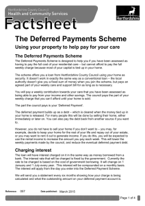 The Deferred Payments Scheme - Hertfordshire County Council