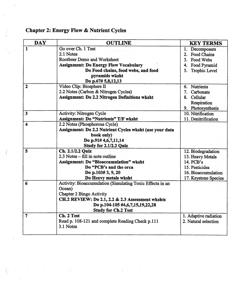 Nutrient Cycles Worksheet Answers