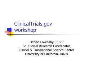 ClinicalTrials.gov workshop - UC Davis Health System