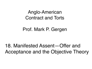 18. Manifested Assent-Offer and Acceptance and the Objective Theory