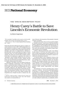 The 'Specie Resumption' Fight: Henry Carey's Battle to Save
