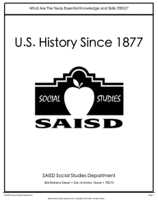 U.S. History Since 1877 - San Antonio Independent School District