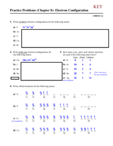 Practice Problems (Chapter 8): Electron Configuration