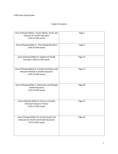 1 CHES Exam Study Guide Table of Contents Area of Responsibility
