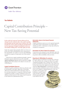 Capital Contribution Principle – New Tax-Saving