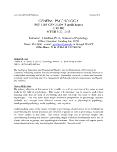 psy 3703: social psychology - University of Central Oklahoma