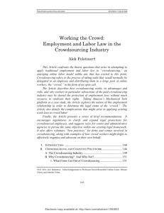 Working the crowd: employment and labor law in the crowdsourcing