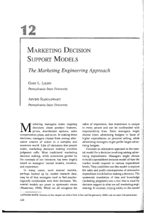 The Marketing Engineering Approach