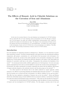 The Effects of Benzoic Acid in Chloride Solutions on the Corrosion of