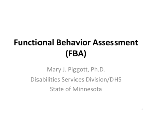 Functional Behavior Assessment July 21, 2015