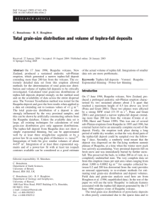 Total grain-size distribution and volume of tephra