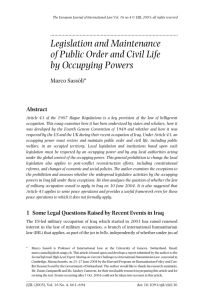 Legislation and Maintenance of Public Order and Civil Life by