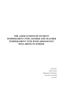 The associations of student temperament type, gender and teacher