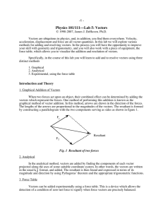 Physics 101/111---Lab 5: Vectors