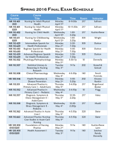 Fall 2015 Final Exam Schedule